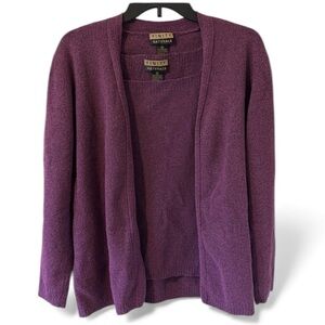 Vintage Finity Naturals Women’s Matching Cardigan Sweater Color Purple M & Top S